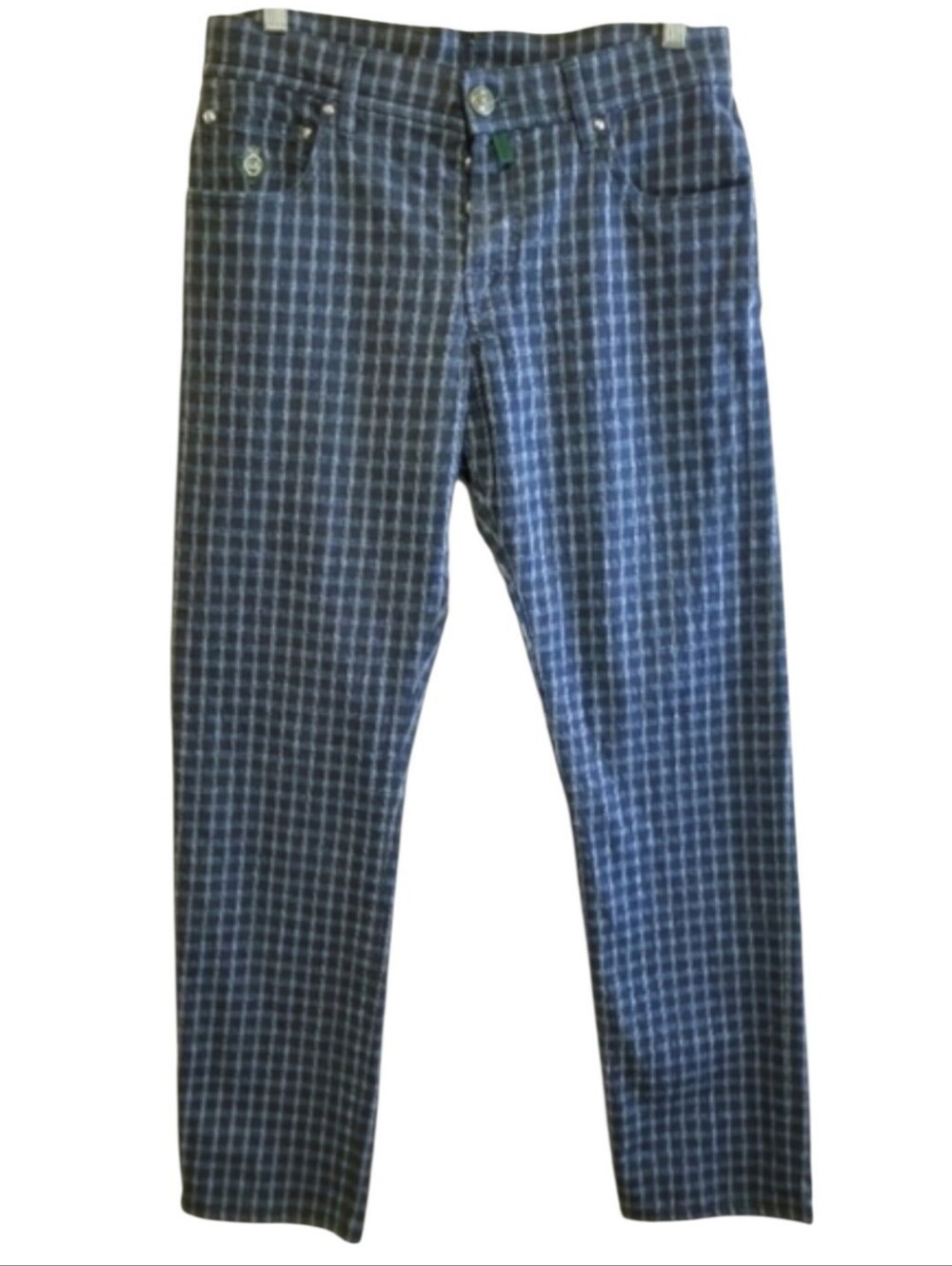 Luigi Borrelli Napoli Luxury Vintage Plaid Checker Buttonfly Pants Made in Italy